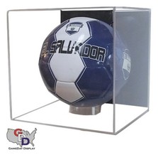 Espositore pallone da calcio acrilico full size montaggio a parete cubo MLS FIFA UEFA