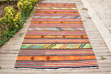 Tappeto turco Kilim tessuto a mano 5x10 Sivas Cicim Kilim lana naturale 162x3...