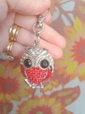 Portachiavi donna ciondolo gufo portafortuna con strass