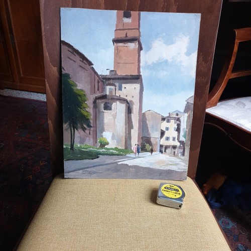 Dipinto del 900 città olio - del'900/cittÀ/olio, su