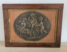 Quadro Lamina di Rame Sbalzata Cornice Legno Ciliegio Coeva II Metà XIX Secolo