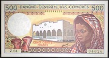 Comore 500 franchi 1986/2004 serie Z4 UNC