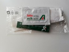 Alitalia air airways Airlines pack Sugar sachet packet napkins milk spoon food