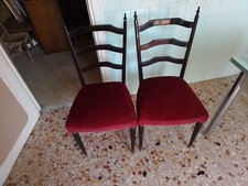 2 SEDIE anni '60 - Legno NERO LACCATO e velluto rosso - OTTIMO STATO