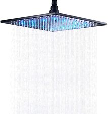 LED Soffione doccia 40x40cm nero cascata quadrato Effetto Pioggia bagno ottone