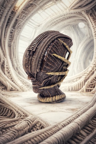 Alien head facehugger resin - 3d,