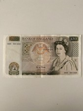 Banconota 50 Pounds queen Elisabeth II Wren Bank Of England fifty P381 bc 88/94