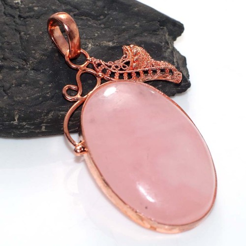 Ciondolo quarzo rosa placcato