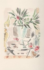 Filippo De Pisis  -Il giacinto - Litografia a colori