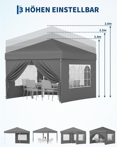 Gazebo 3x3m impermeabile tenda