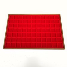 ZECCHI Vassoio per MONETE in legno e velluto 77 caselle di 25 x 25 mm, Vassoi