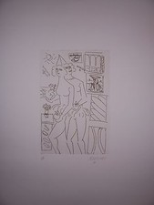 SANTE MONACHESI acquaforte "figure allegoriche"  70x50 P.A. autentica sul retro