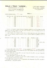 1940 ca MILANO Ditta solai e travi VARESE - Listino prezzi travi e tavelle