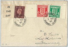 73765 - GB - STORIA POSTALE - Giorgio VI + Guernsey con TABS su COPERTINA 1941