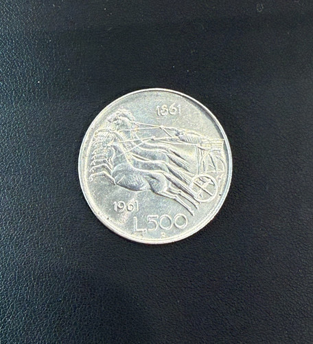 Moneta 500 lire - lire, d'argento