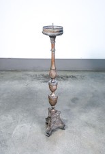 ⚜️ ANTICO CANDELIERE TORCIERA EPOCA 1700 CANDELABRO BASSORILIEVO RAME ARGENTATO
