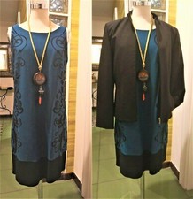 Tailleur Giacca Nera con Zip Linea Emme Marella  Abito giro manica Fantasia 