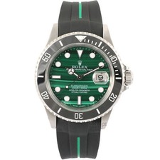 ROLEX SUBMARINER 16610 SS NO-HOLE 40 MM QUADRANTE MALACHITE LUNETTA CERAMICA CINTURINO GOMMA