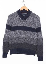 Maglione maglione Tommy Hilfiger maglia lana misto lusso collo sciallato uomo...