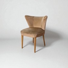 Poltrona vintage in velluto rosa e legno, anni 60