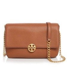 Borsa a tracolla convertibile Tory Burch Chelsea in pelle classica marrone chiaro nuova senza etichette 