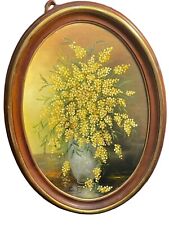 Dipinto olio su tavola, Vaso di Mimose, Luraschi, XX secolo