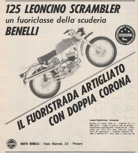 Pubblicita 1969 moto benelli - pubblicita',
