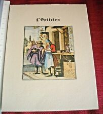 L'OPTICIEN L'OTTICO OCULISTA ARTI E MESTIERI VECCHIA STAMPA SU CARTONCINO   