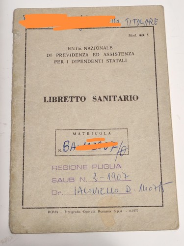 Libretto sanitario personale - libretto,