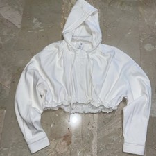 Giacca Jeans Corta Bianca Con Cappuccio donna ZARA tg. L - NUOVO SENZA ETICHETTA