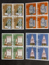 Svizzera 1984 lotto stufe in maiolica Pro Patria blocco di 4 timbrati 27.12.84 Seuzach