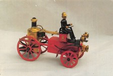D3357) CARTOLINA CARRO POMPIERI GIOCATTOLO ELEKTRO MOTORKUTSCHE MIT DAMPFSPRITZE