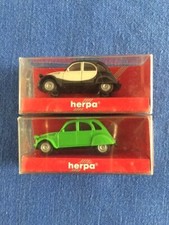 Herpa 1/87 Citroen 2 CV Charleston #3081 + 2 CV 6 # 2082 vintage da collezione