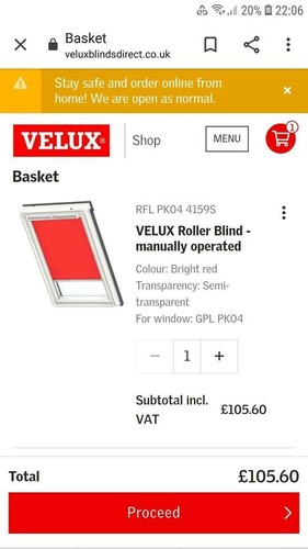Tenda rullo velux - tenda, a