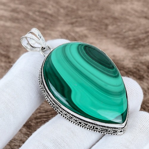 Ciondolo malachite argento