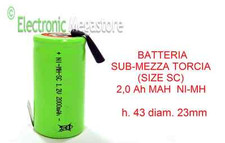 BATTERIA PILA SC 1,2 VOLT 2,0 Ah NI-MH PACCHI BATTERIA TRAPANO AVVITATORE A SALD