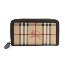 Portafoglio lungo originale BURBERRY con cerniera marrone/beige PVC/pelle - 5...