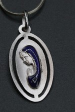 Catenina Con Pendente In Argento, Madonna In Preghiera. Alta Qualità, Anni 70/80