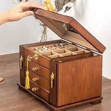 Scatola portagioie in legno organizer serratura vintage regalo scatole portaoggetti armadio