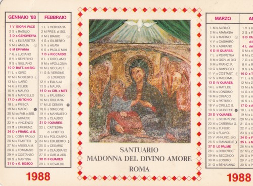 Calendarietto santuario del - calendarietto,