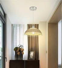 Lampadario a soffitto pedante rattan con vetro regolabile