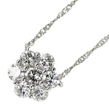 Collana con ciondolo diamante Pt850 fiore 1,00 ct - spedizione gratuita origi...