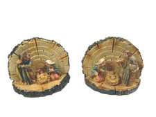 Natività su Tronco Cm 2x4x4h Sacra Famiglia Mini Presepe Lavoretti Scuola Natale
