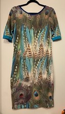 Abito Angelo Marani Italia come nuovo struzzo blu taglia S/M/L AzA 45 L 92 elastico 