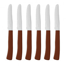 Coltelli da Tavola 24pz Manico in Polipropilene Doppia Affilatura 22cm Marrone