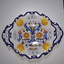 Vassoio Centrotavola e portafrutta in ceramica di Deruta, decoro Ricco Deruta