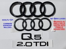 Kit Stemma Logo Anelli per Audi Q5 SQ5 Ant + Post + 2.0 TDI Nero LOGHI 2008-2020