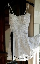 Abito donna stile Rockabilly Tg.M tinta a pois bianco nero cintura in vita nuovo