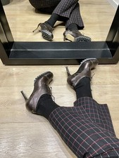 Francesine donna tacco Carrarmato Pelle Craquele Metallizzata