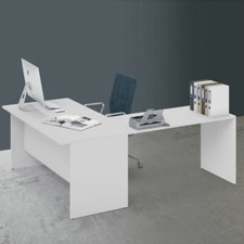 Scrivania ufficio angolare bianca Scrivanie pc in legno bianco 74x160x200 cm 